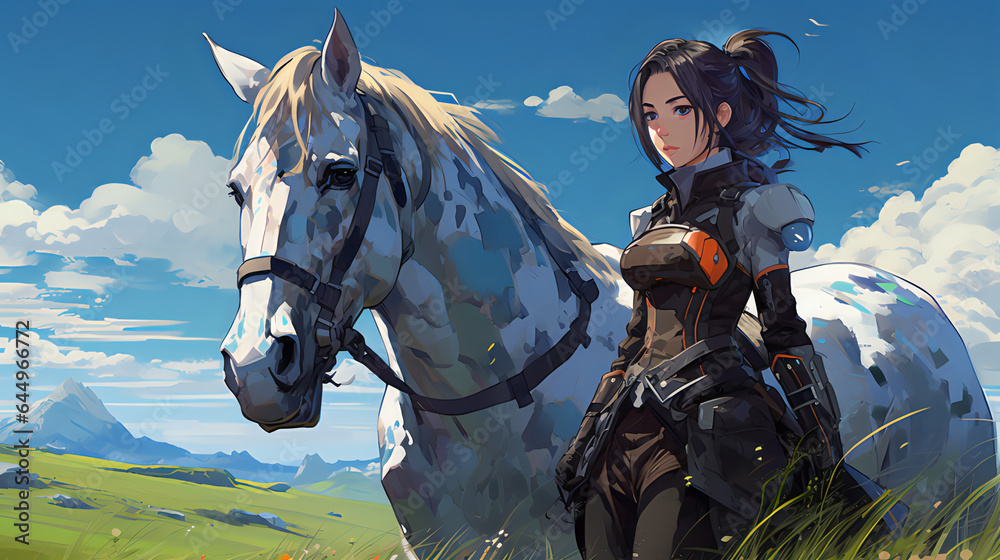 princess, anime girl, a riding a horse , AI Generative Stock Photo ...