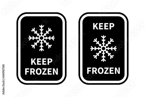 Keep frozen label. Keep frozen - badges for product. Sticker with snowflake. Storage in refrigerator and freezer. Vector.