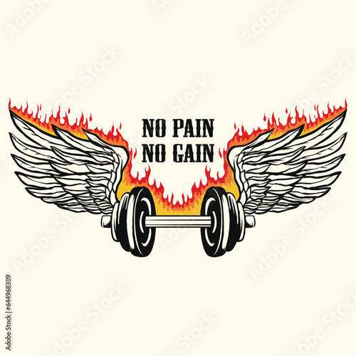 no pain no gain dumbbell vector, perfect for sticker tshirt and merchandise