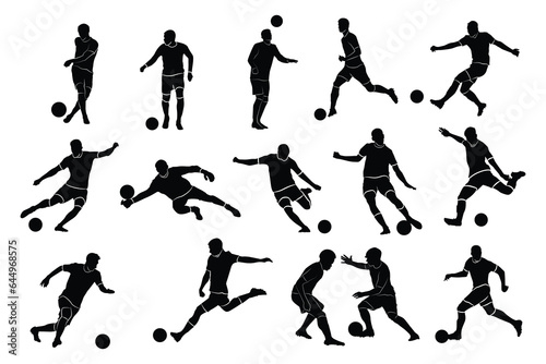 Vector set of football, soccer players. Football players. Group of soccer players silhouettes, isolated vector, soccer players vector illustration