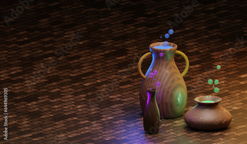 3d render magic vases photo