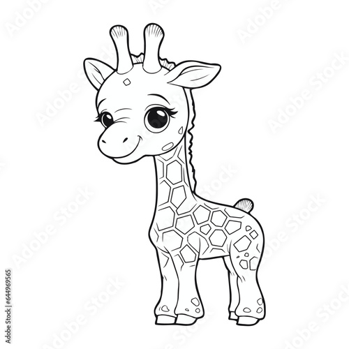 Coloring book for children  Giraffe. Coloring page.