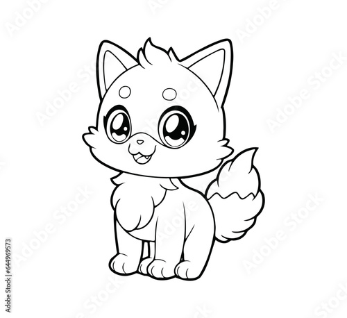 Cute cartoon cat. Coloring book for children. Vector illustration