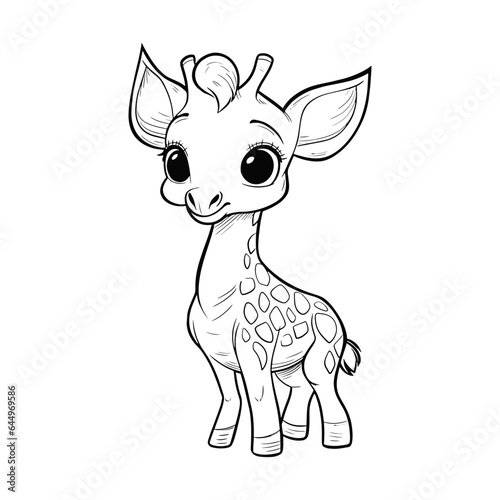 Coloring book for children  Giraffe. Coloring page.