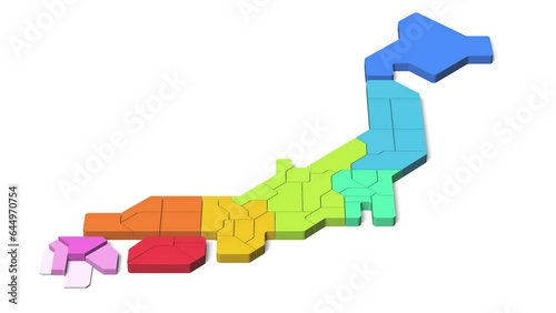 簡略化された3D日本地図のアニメーション