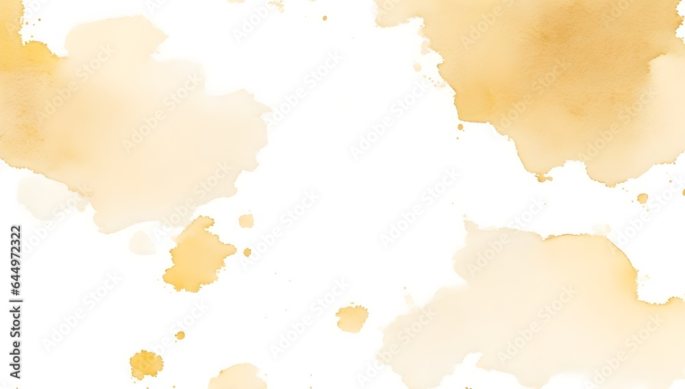 Elegant Watercolor Art: Mesmerizing Splashes in Subtle and Lustrous Shades of Gold, Set Against a Clean White Background