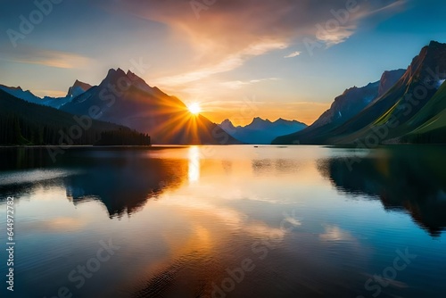 sunrise over the lake Generated Ai
