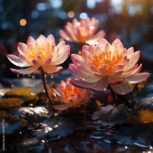 Magnificent lotus flowers in full bloom 
