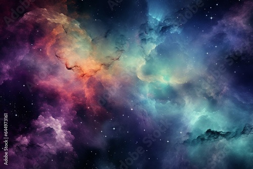 Stunning space art. Colorful cosmic backdrop. Ethereal watercolor universe. Generative AI