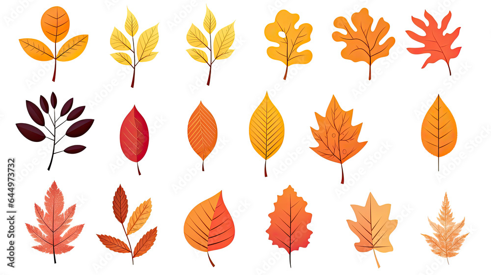 Obraz premium Autumn leaves set.Leaves icon set. Silhouette style
