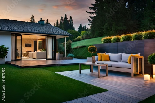 luxury home in the garden background AI Generated