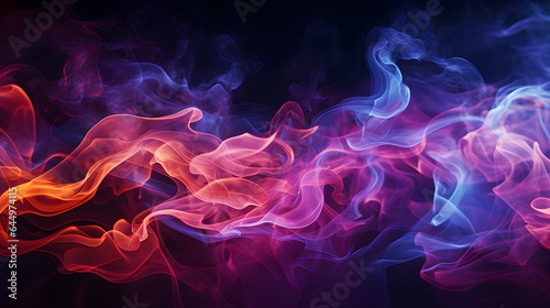 Abstract colorful smoke background. Colorful digital lines and waves on black background. Digital concept  technology and future. Abstract wave. Generative ai