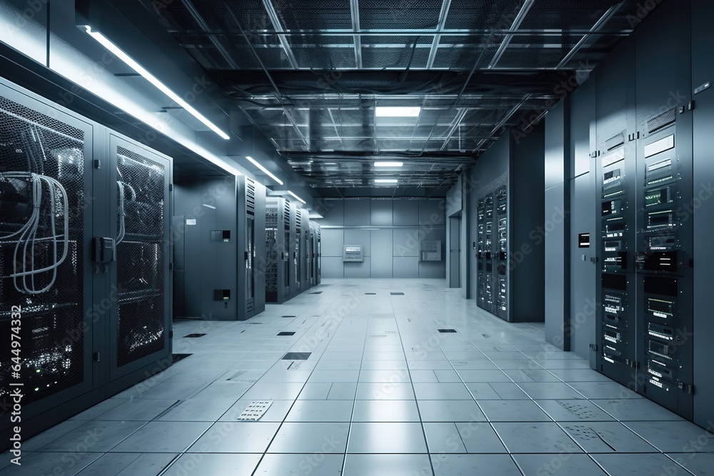 modern data center interior with servers modern data center interior with servers
