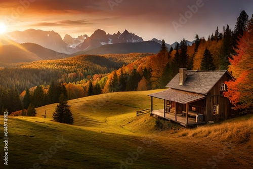 sunset in the mountains Beautiful nature backgrounds, wallpapers, textures and landscapes generative Ai 