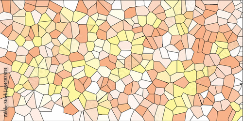 Multicolor Broken Stained Glass Background with White lines. Voronoi diagram background. Seamless pattern with 3d shapes vector Vintage Illustration background. Geometric Retro tiles pattern