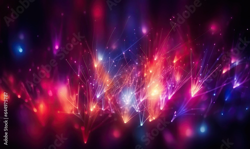 Light through space. Dark neon web background. For banner, postcard, book illustration. Created with generative AI tools