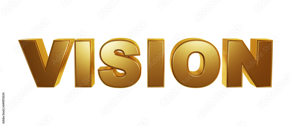 vision 3d rendering gold text