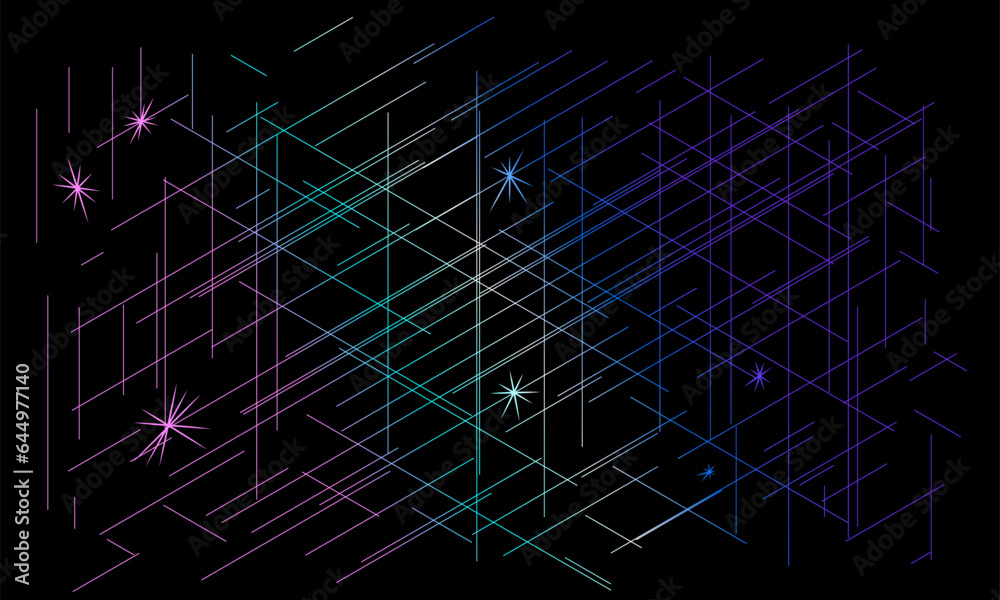 Fototapeta premium Abstract lines and circles with background lighting