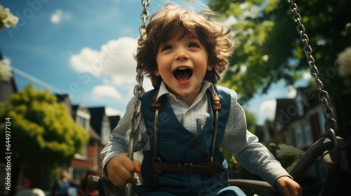little boy on swing