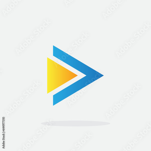 Free Download Play button for media app logo. Streaming service app Logotype. Multimedia player icon design element for Music and movie start sign, audio and video editor logo - GFXLoad