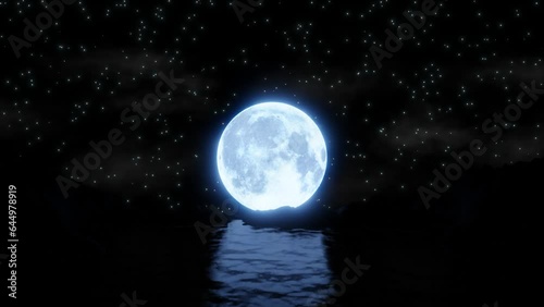 concept of blue full moon moonrise moonset on landscape dark night background. 3d blue full moon moonrise moonset on landscape dark night lune luna. blue full moon moonrise moonset lune luna