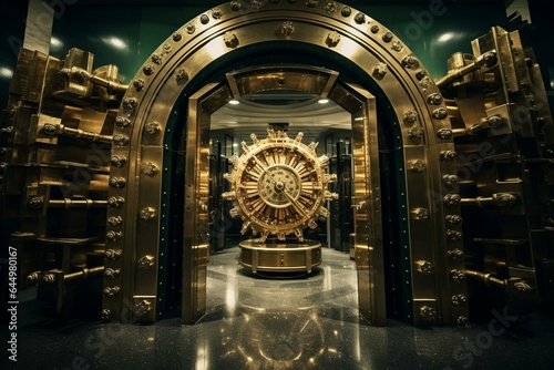An internal view of a bank vault that has been forcefully invaded. Generative AI