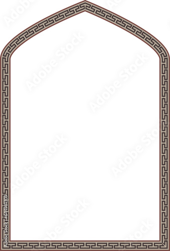 Tudor Arch rectangular frame architecture window door Greek meander pattern antique retro vintage meander old-fashioned design picture frame art and craft borders element decorate isolated decor