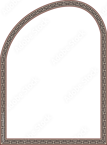 Round rampant arch rectangular frame architecture window door Greek meander pattern antique retro vintage meander old-fashioned design picture frame art and craft borders element decorate isolated dec