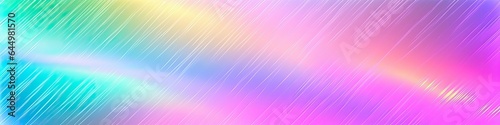 Holographic gradient neon Wide banner, Fashionable pastel rainbow unicorn background. Hologram colors liquid background. Translucent gradient neon holographic backdrop shimmer print.