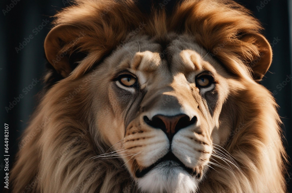 Lion king, Portrait on black background, Wildlife animal