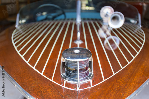 wooden boat woody detail yacht water watersport antique old historic chris craft elegant sexy cool photo