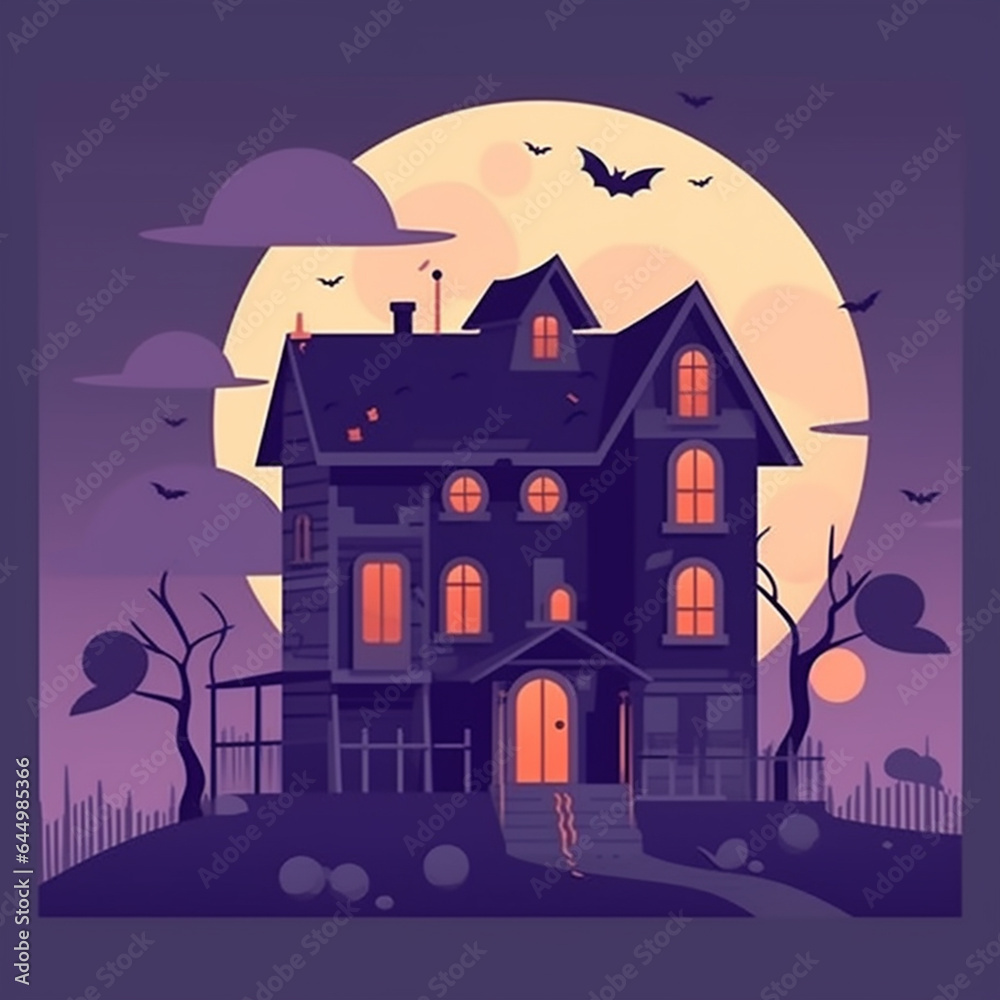Flat halloween house illustration