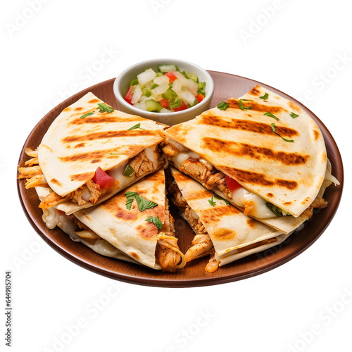 Tasty Mexican Dish Chicken Quesadilla isolated background. Generative AI