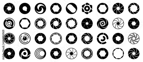 Camera lens icon collection. Set of camera lens icons. Video and photo camera lens icons. Camera lens logo. Camera shutter icons