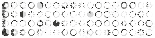 Loading circle bar icon collection. Buffer loader or progress load icons. Set of loading icons