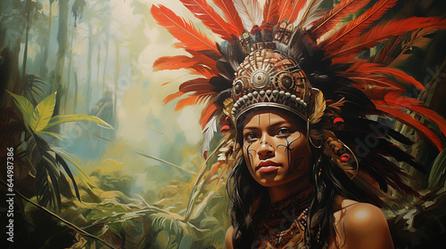 traditional people in the local forest real beauty painting