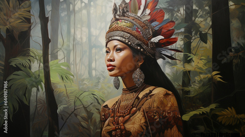 traditional people in the local forest real beauty painting