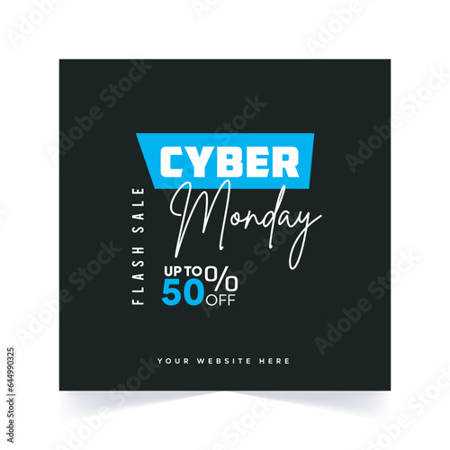 Realistic Cyber Monday 50 Percent Discount Social Media Post Template
