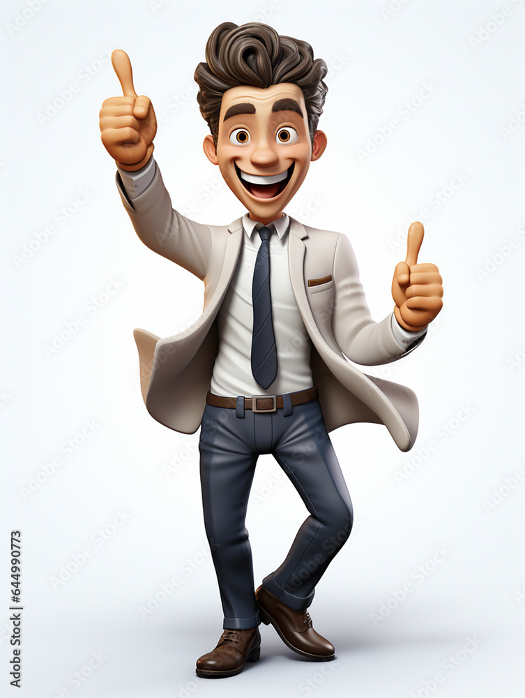 a happy 3d business man on transparent white background a happy 3d business man on transparent white background