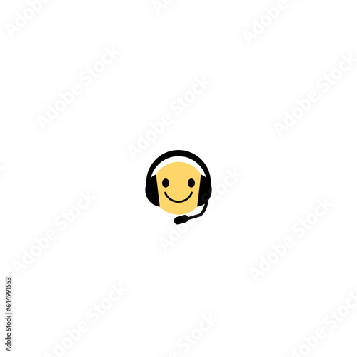 Headphone emoticon icon isolated on white background