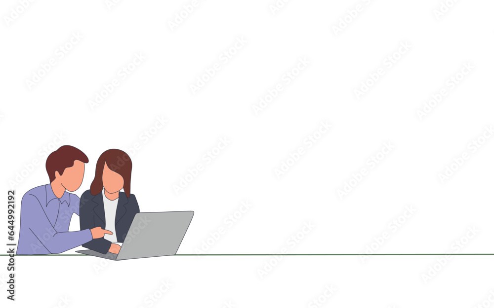 Vector Illustration about the manager gives directions to the secretary. good manager, secretary job description. Flat design graphic for presentation. Object bottom left Vector Illustration about the manager gives directions to the secretary. good manager, secretary job description. Flat design graphic for presentation. Object bottom left