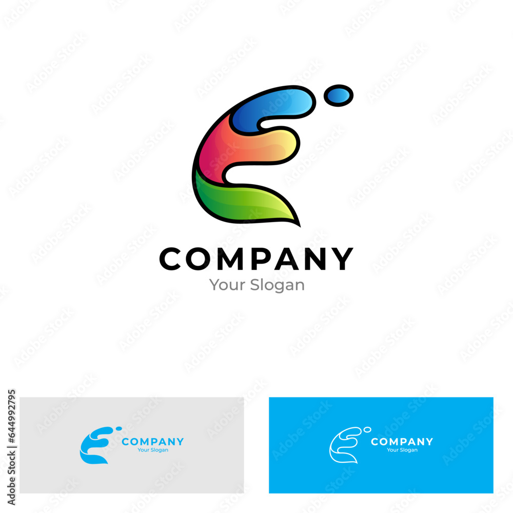 Letter E and water splash logo vector Letter E and water splash logo vector