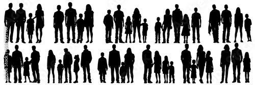 People family and parent silhouettes set, large pack of vector silhouette design, isolated white background