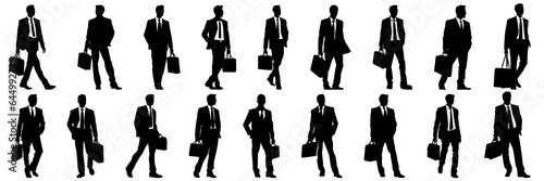 Businessman finance and business silhouettes set, large pack of vector silhouette design, isolated white background