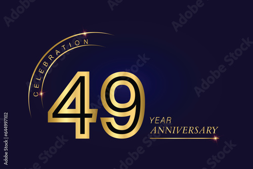 49 year anniversary vector banner template.Dark Blue Golden Royal anniversary Graphics Background.Growing Elegant Shine Spark. Luxury Premium Corporate Abstract Design