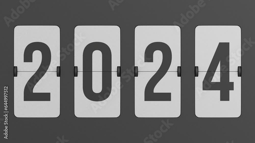 Flip black scoreboard 2024. 3D render