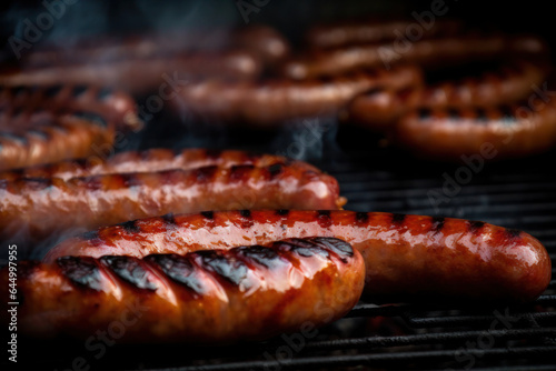 Grilled sausages with smoke