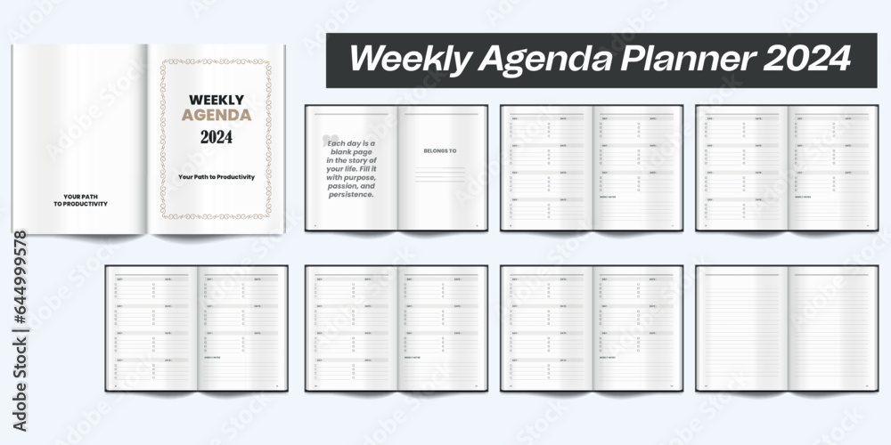 Weekly Agenda Planner 2024 Personal Planner Layout Personal Agenda 2024