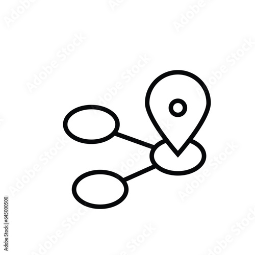 Round Geo Map Direction Location Pin vector icon on round spots. Outlined location icon isolated on white background.