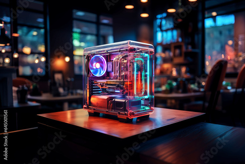 a see through desktop pc case with led rgb lighting cooling system